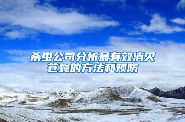 殺蟲公司分析最有效消滅蒼蠅的方法和預防